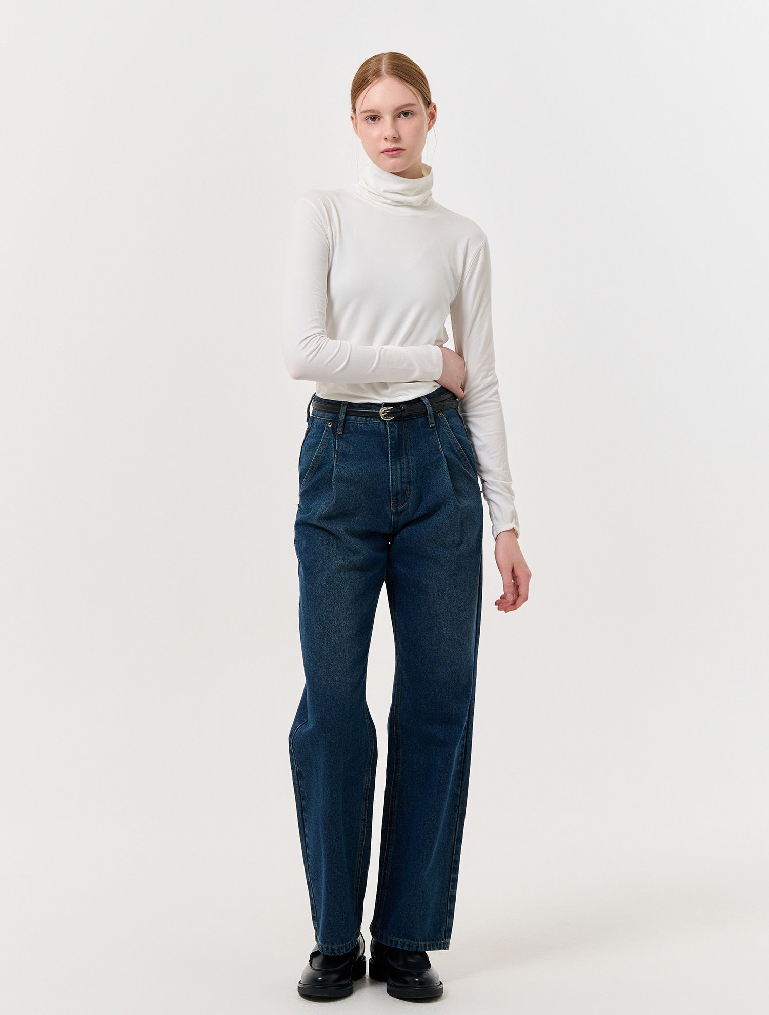 【MODERNIF】Parts dough one-tuck wide denim pants MODERNIF】Parts dough one-tuck wide denim pants