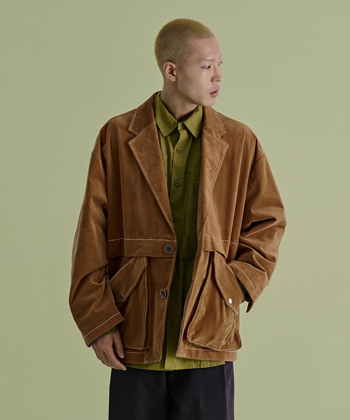 논타입(NONTYPE) OUT LAYERED MOLESKIN JACKET (CAMEL)