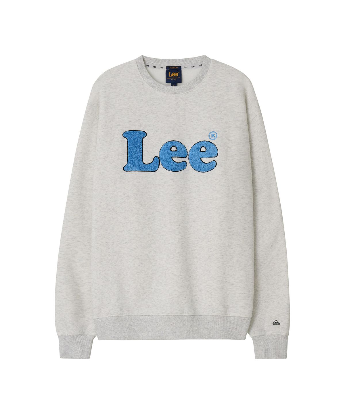 리(LEE) 부클 빈티지 로고 기모 맨투맨 라이트 그레이