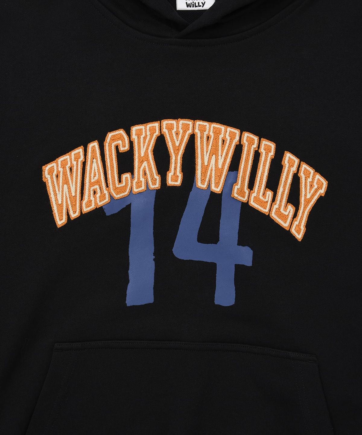 와키윌리(WACKY WILLY) 아치 타이포 그래픽 후드 블랙