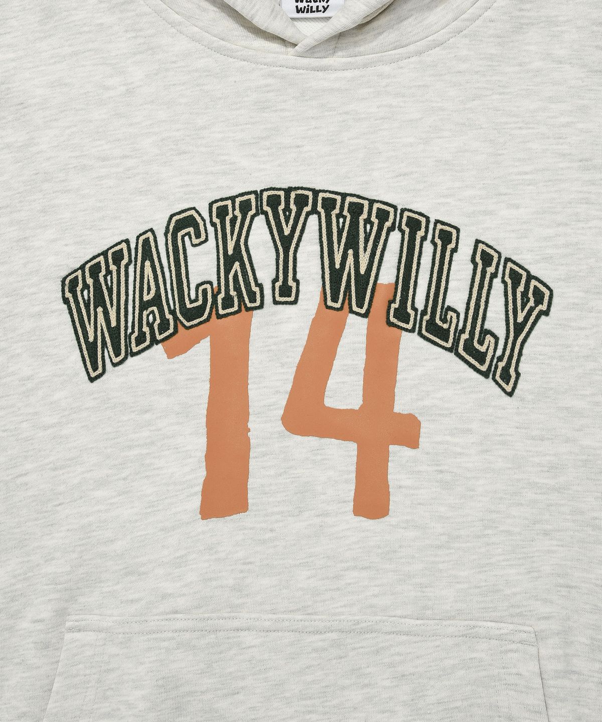 와키윌리(WACKY WILLY) 아치 타이포 그래픽 후드 오트밀