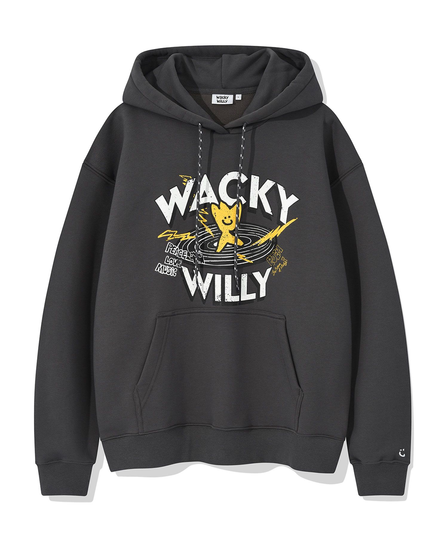 MUSINSA | WACKY WILLY Crack Graphic Hood Dark Grey