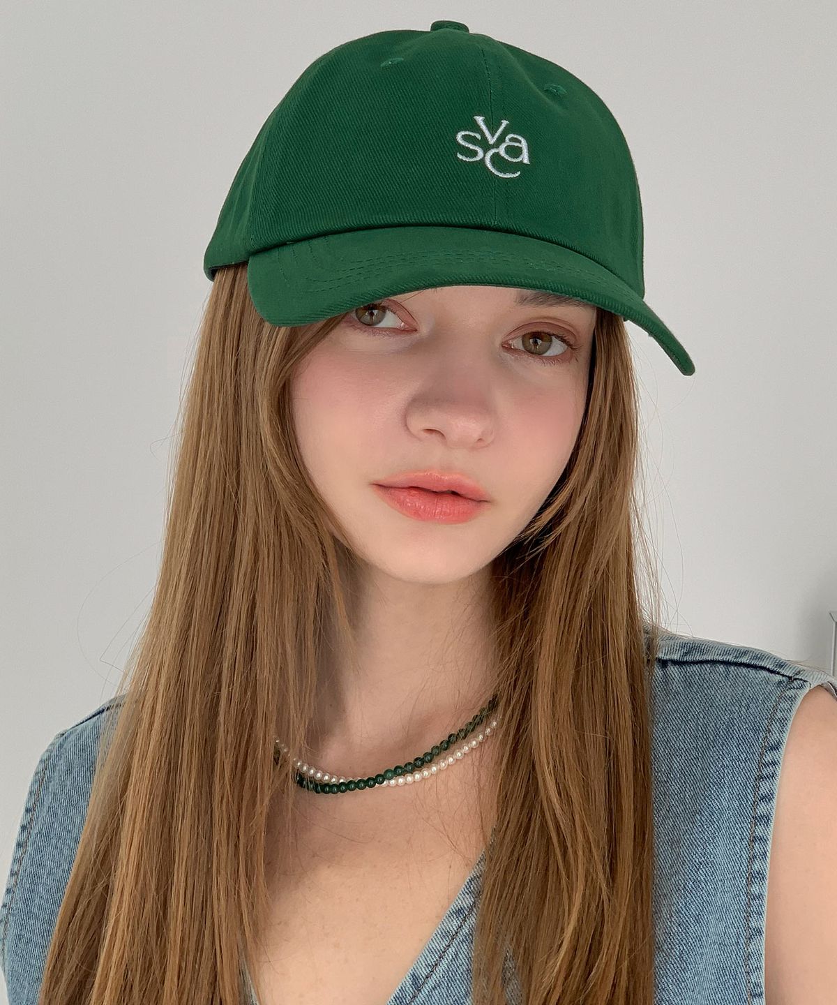 바스카라(VASCARA) VASC 로고 스티치 자수 볼캡 다크그린