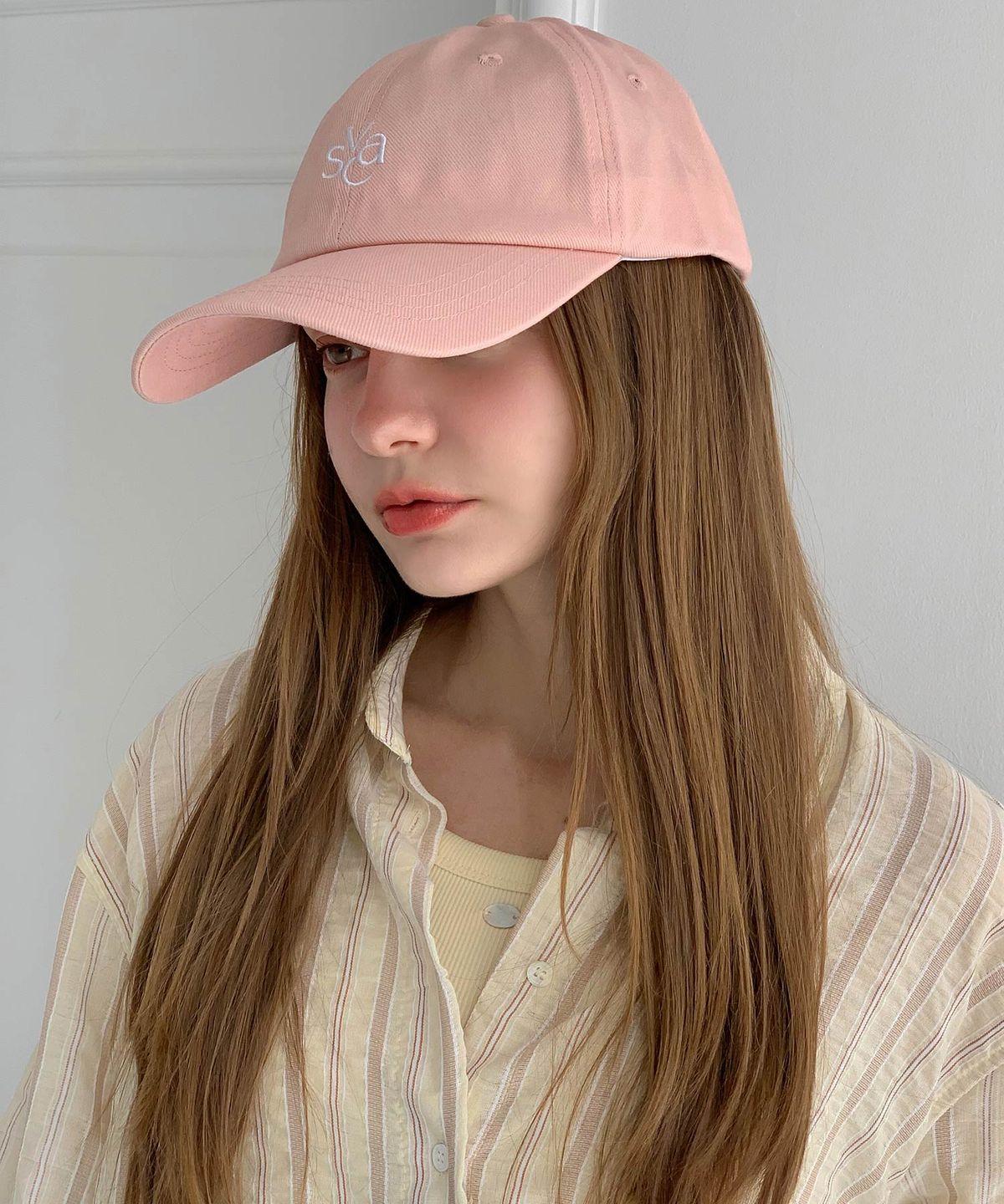 바스카라(VASCARA) VASC 로고 스티치 자수 볼캡 핑크