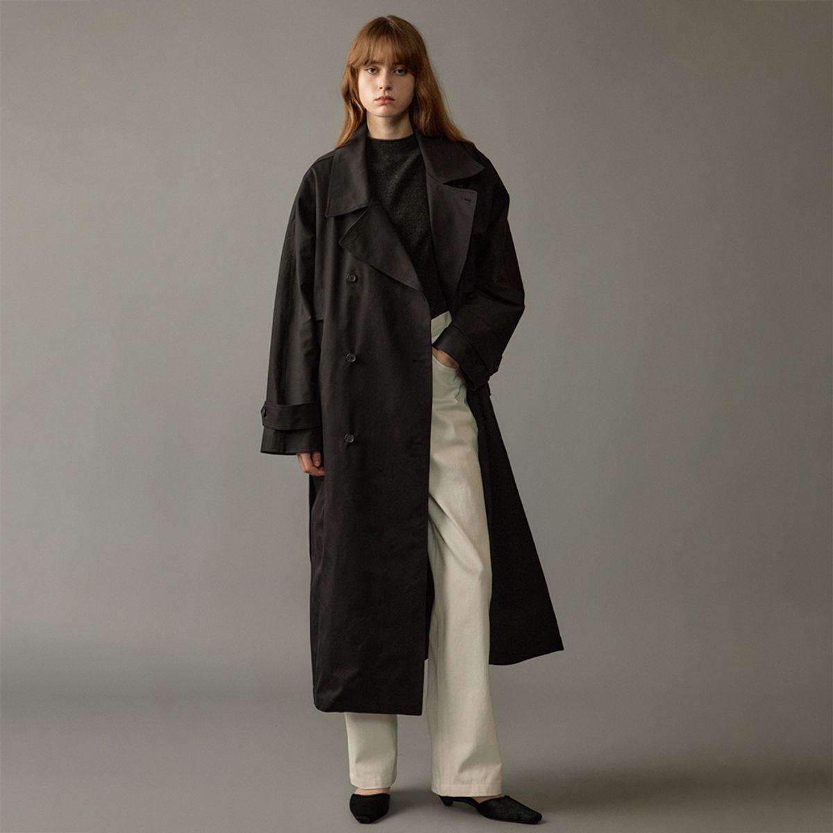 노우드(NOEUD) French double trench coat (Black)