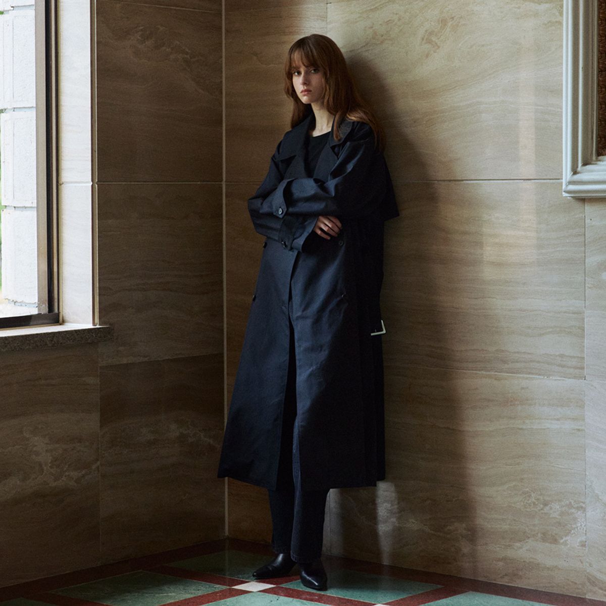 노우드(NOEUD) French double trench coat (Black)