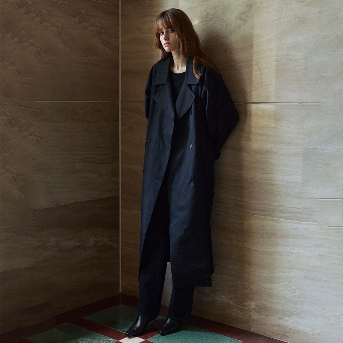 노우드(NOEUD) French double trench coat (Black)
