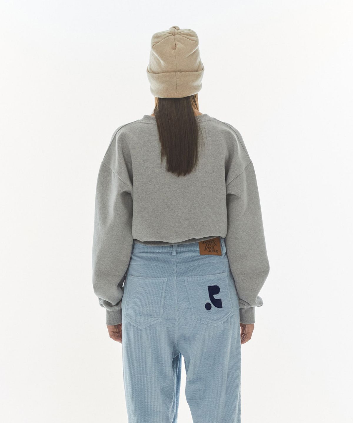 레스트앤레크레이션(REST&RECREATION) V-NECK CROPPED SWEATSHIRT_GREY