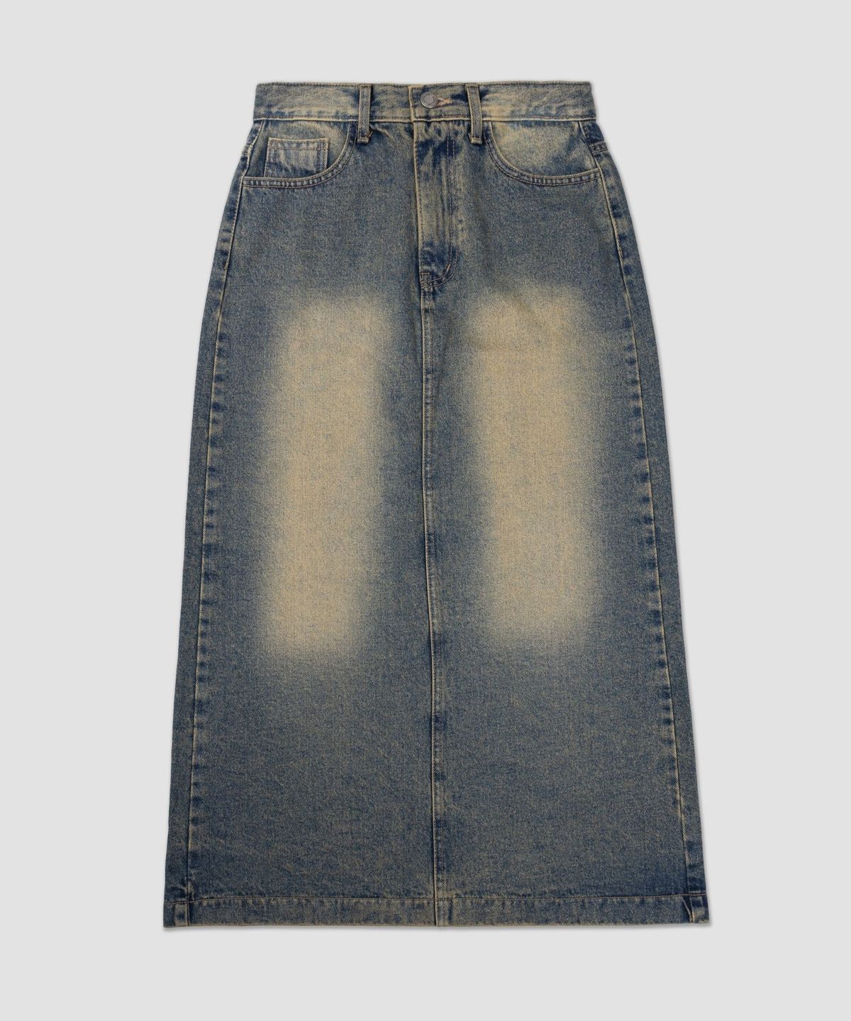 버튼업(BUTTON UP) 빈티지 워시드 데님 롱스커트