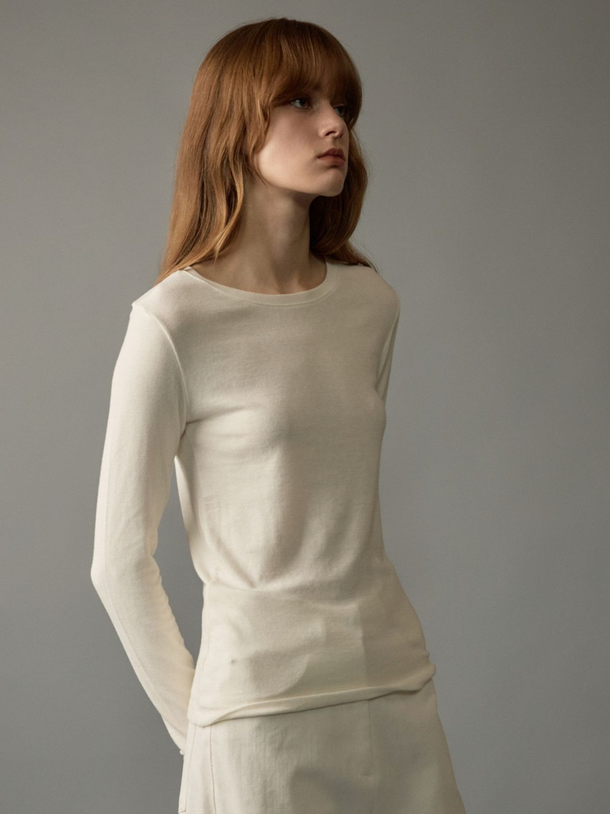 노우드(NOEUD) Wool tencel round Tee (Ivory)