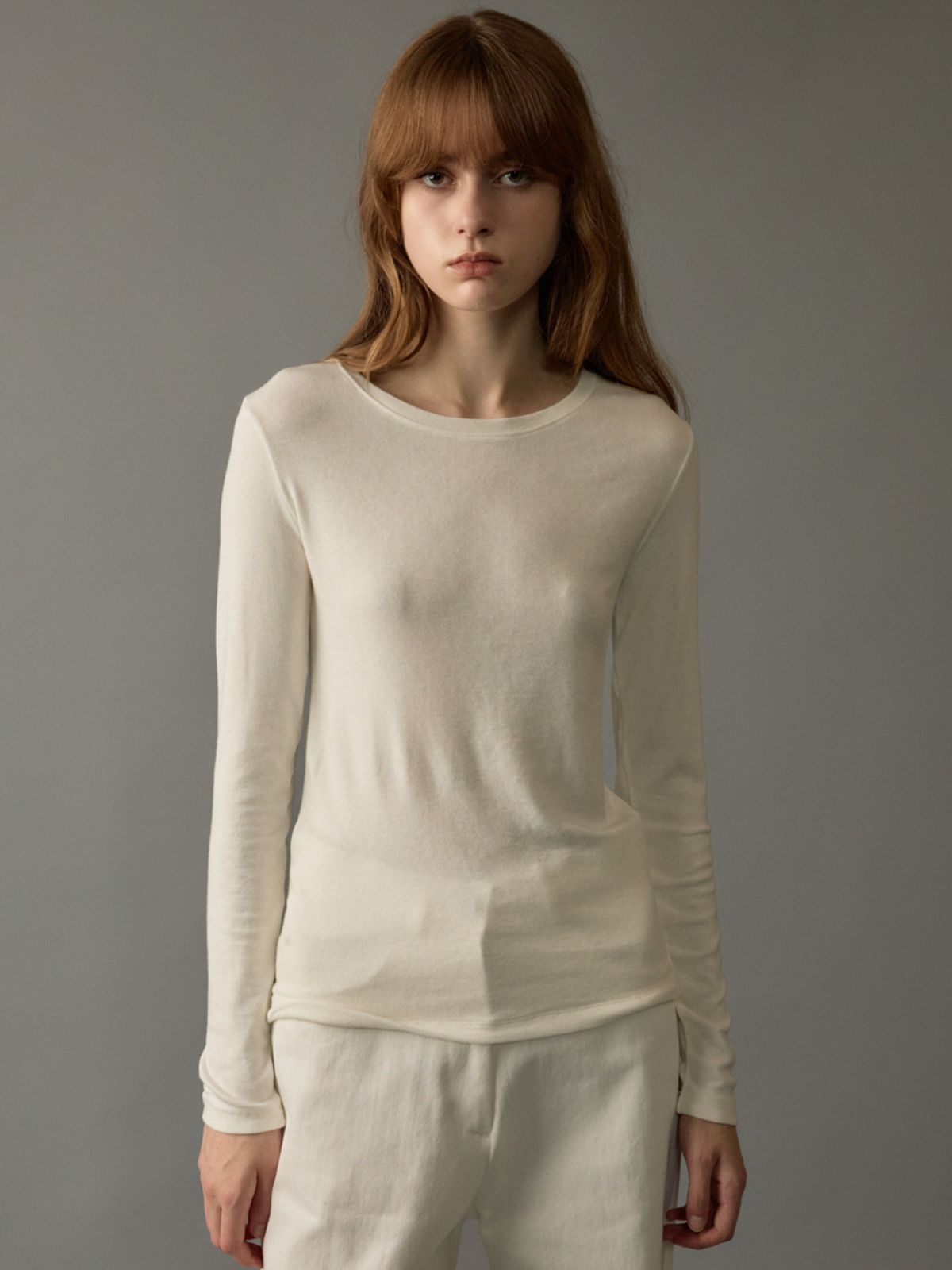 노우드(NOEUD) Wool tencel round Tee (Ivory)