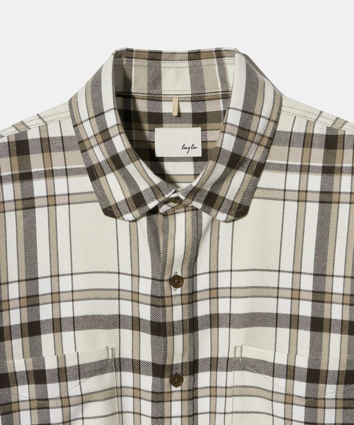 다이아몬드 레이라(DIAMOND LAYLA) Down Button Collar Point Creamy Check Shirt S153