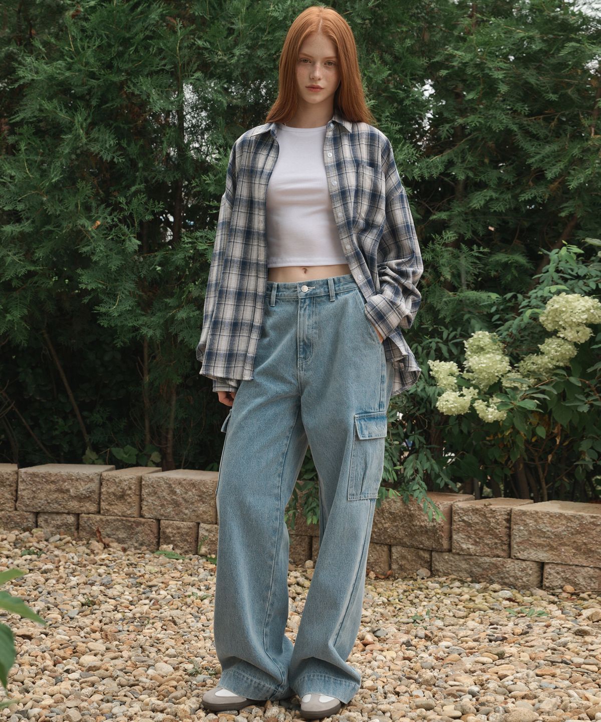 로시로우(LOSSYROW) Washing cargo denim pants  Medium Blue