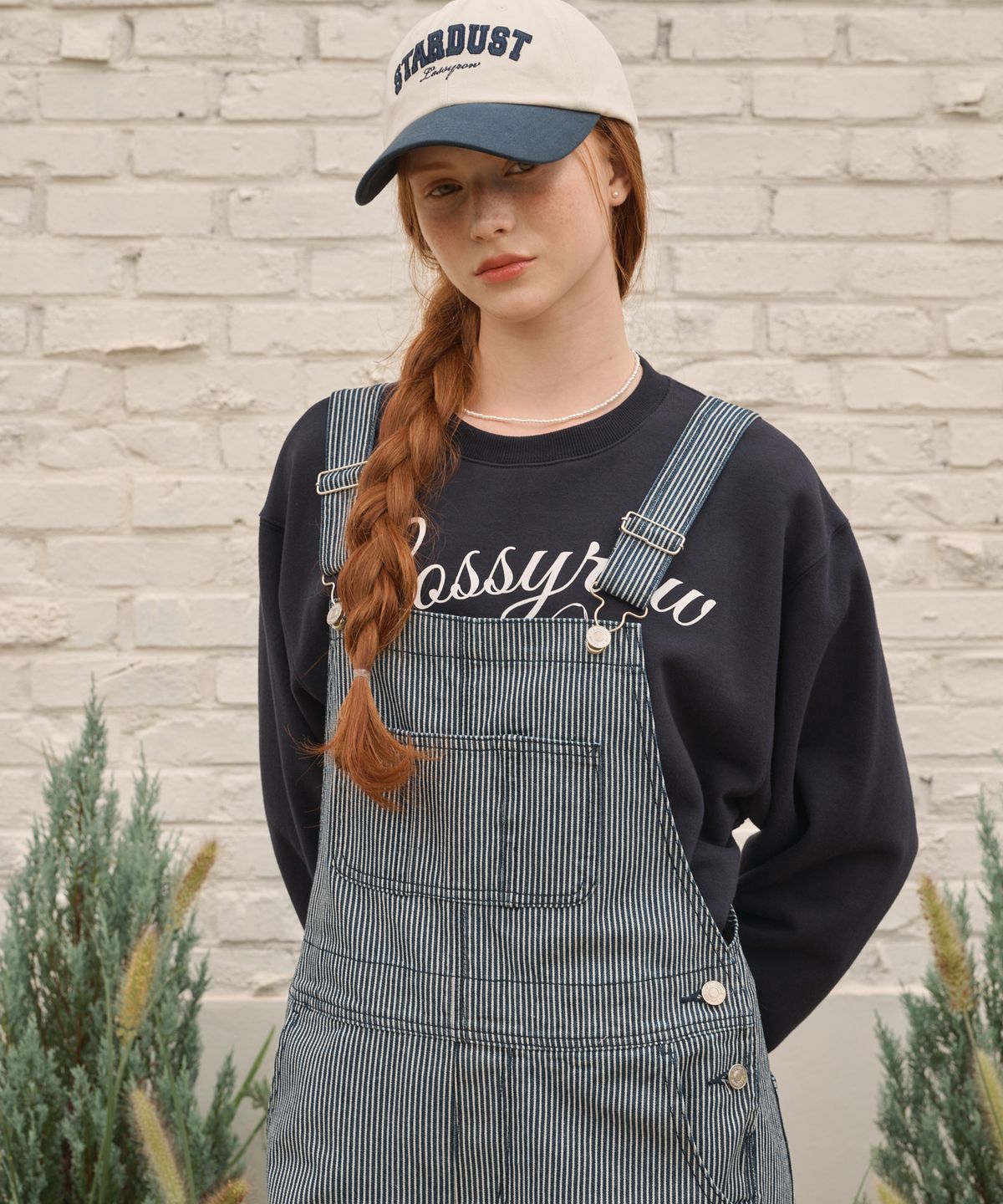 로시로우(LOSSYROW) Stripe denim overalls Blue
