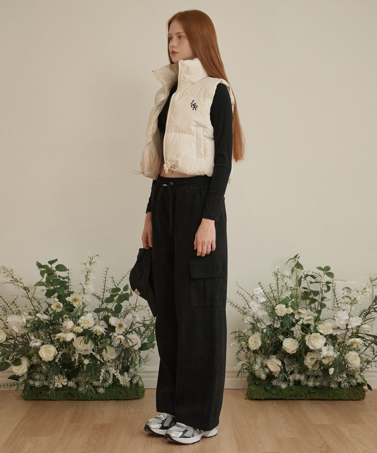 로시로우(LOSSYROW) Corduroy banding cargo pants Black