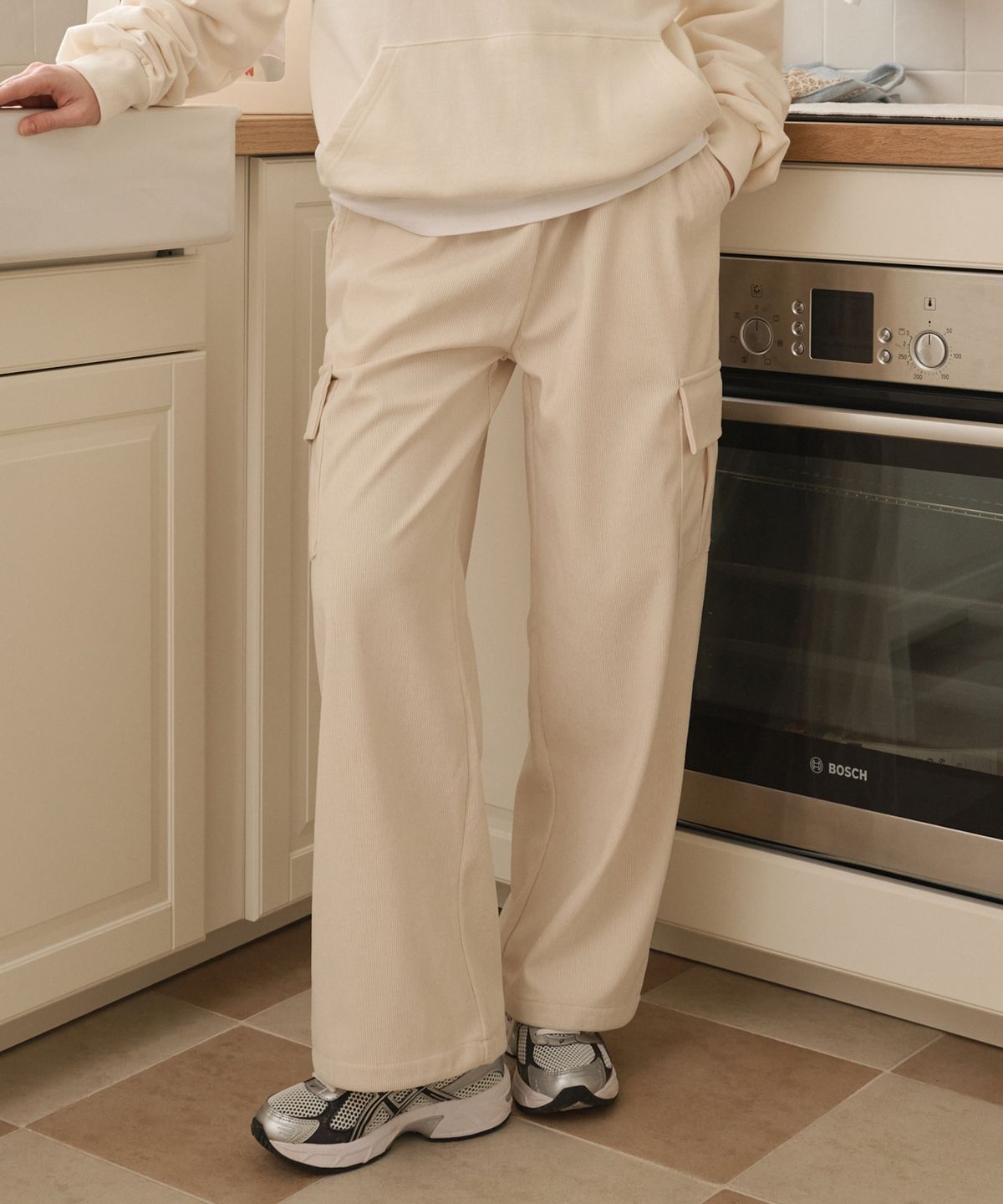 로시로우(LOSSYROW) Corduroy banding cargo pants Cream