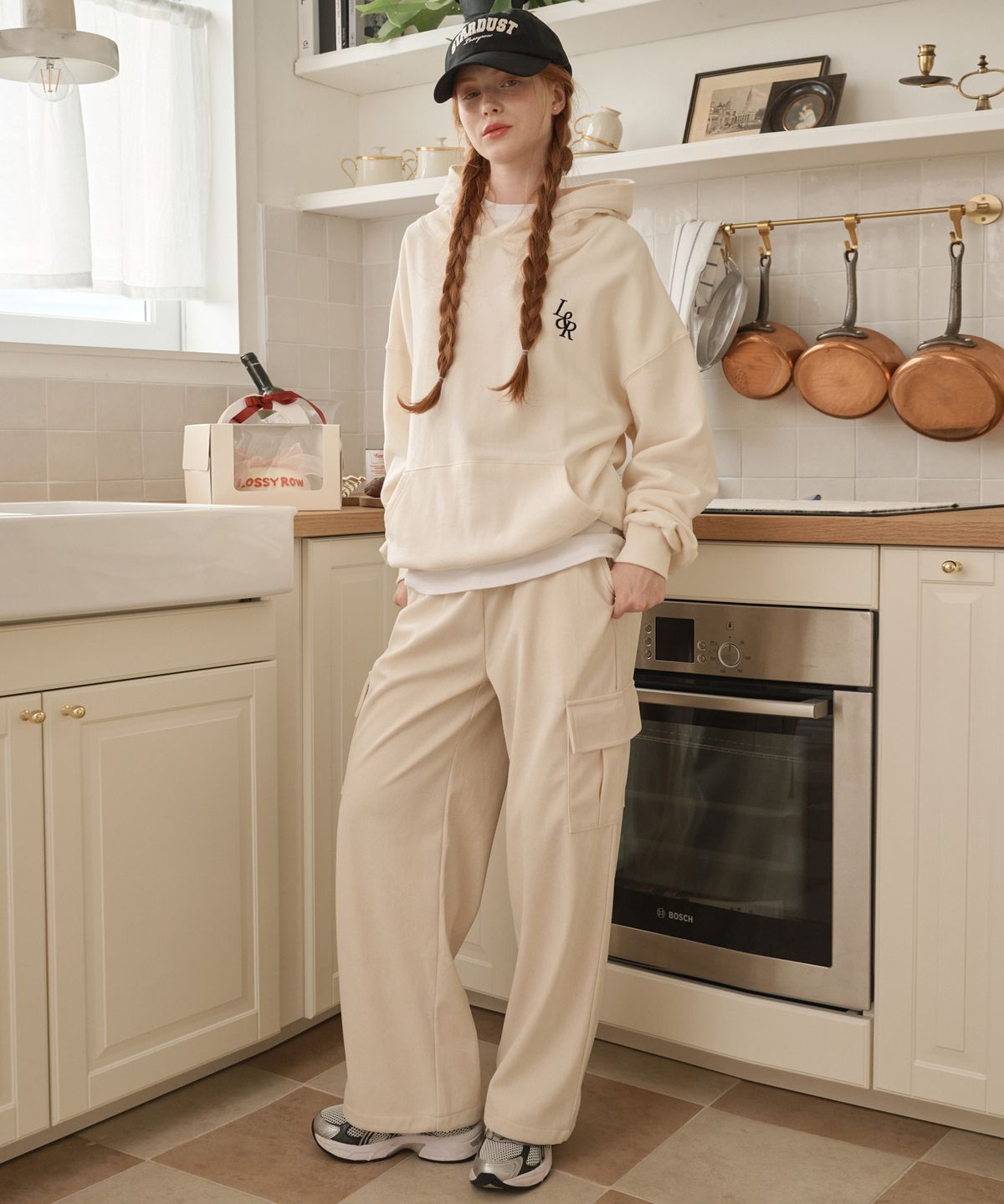 로시로우(LOSSYROW) Corduroy banding cargo pants Cream