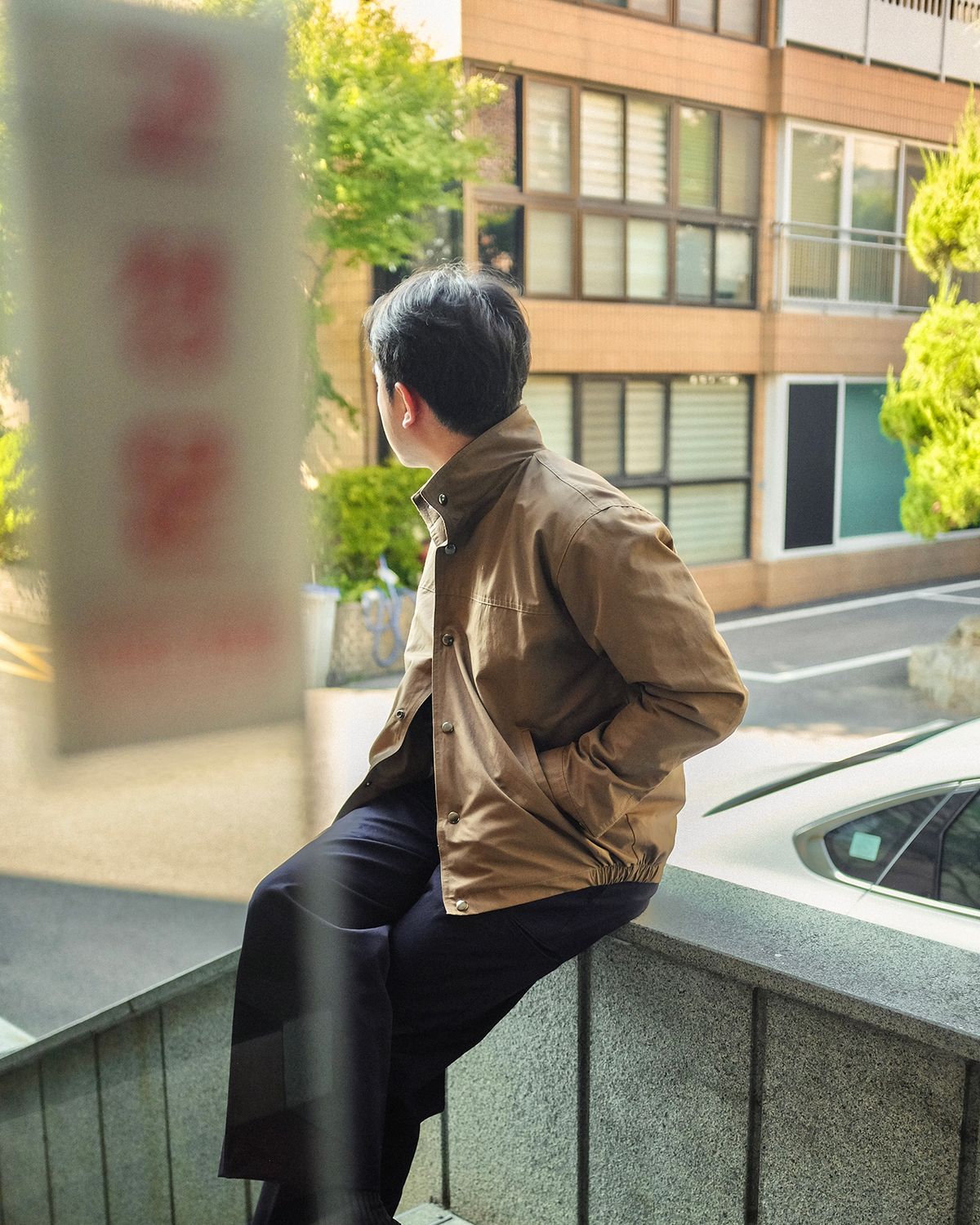뗄라(TELA) Brown Cotton Nylon Snap Harringtone jacket