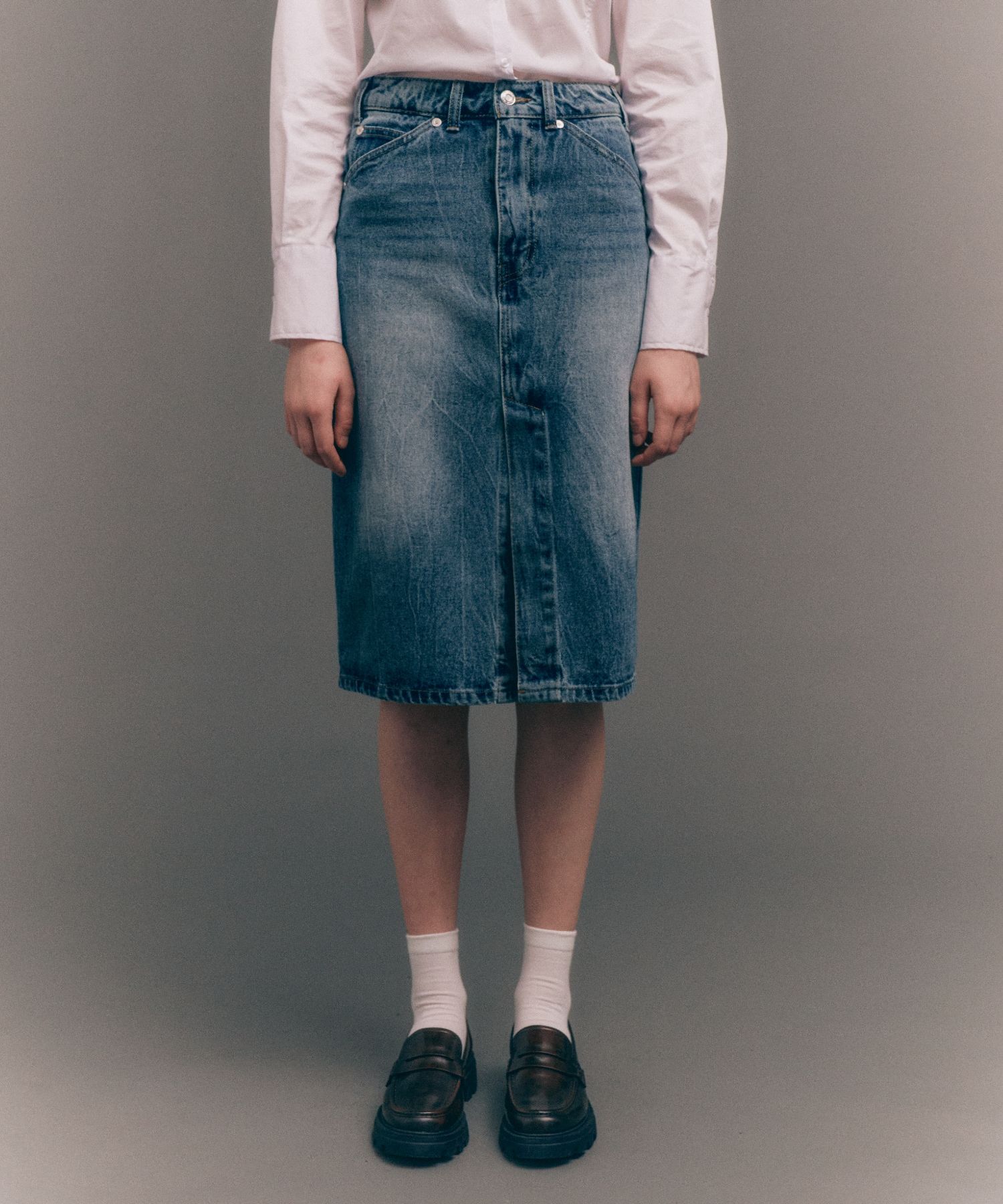 ☆送料・関税込☆SATUR★(W) Marradi Denim Midi Skirt★ MUSINSA | SATUR (W) Maradi Denim Midi Skirt Crinkle Washed Blue