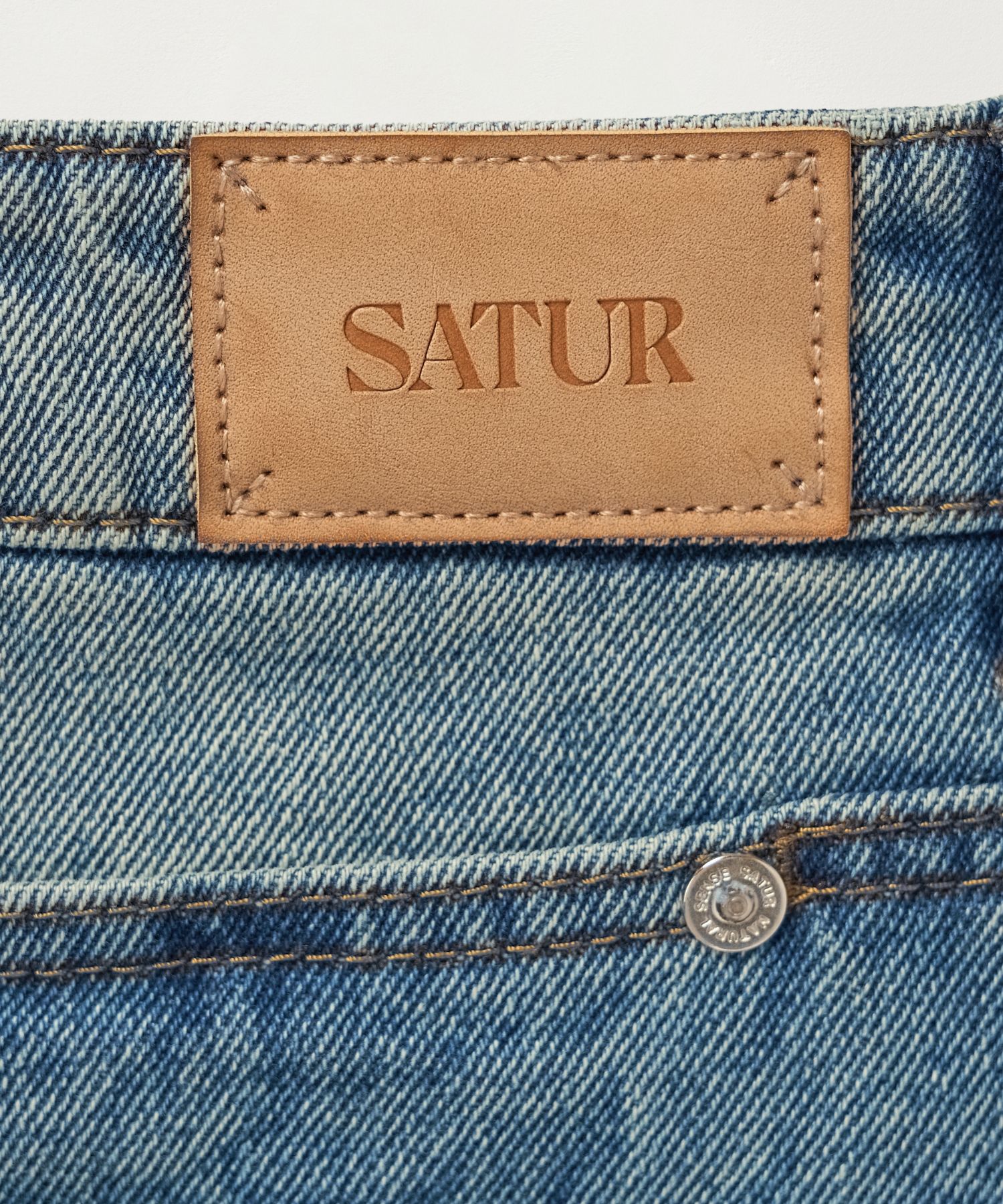 MUSINSA | SATUR (W) Maradi Denim Midi Skirt Crinkle Washed Blue