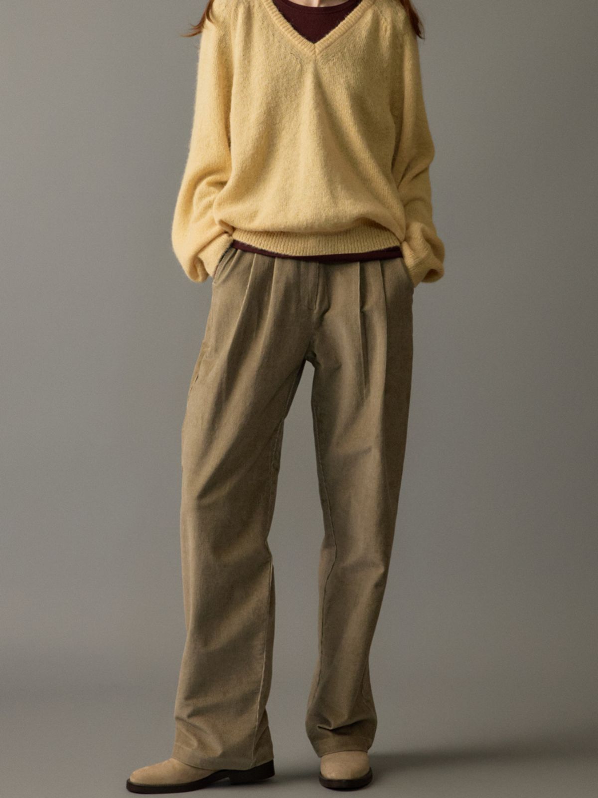 노우드(NOEUD) Paper corduroy pants (Beige)