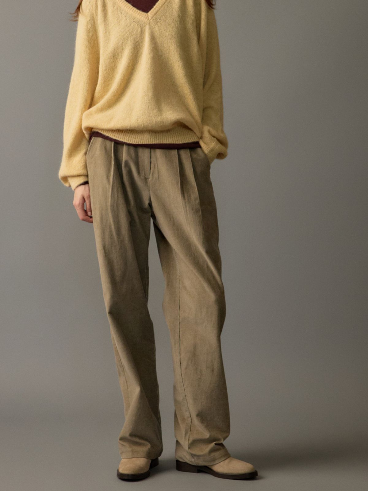 노우드(NOEUD) Paper corduroy pants (Beige)