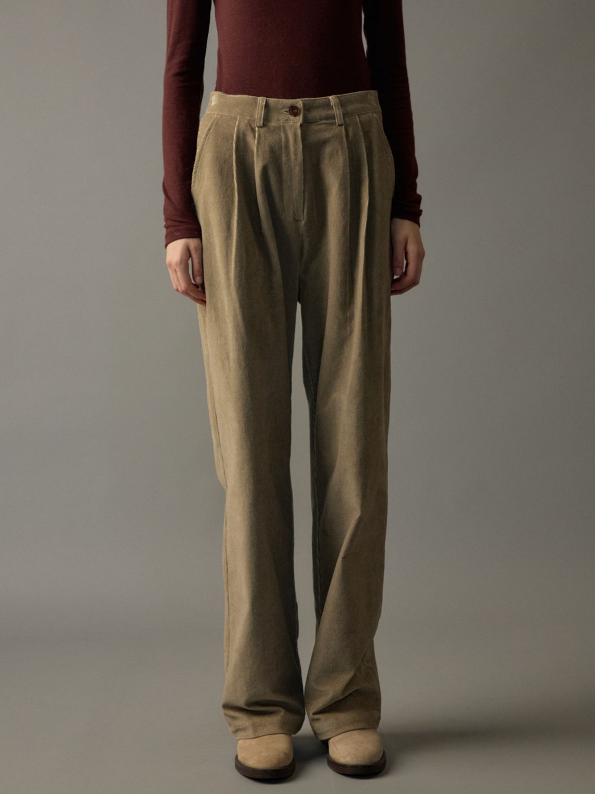노우드(NOEUD) Paper corduroy pants (Beige)