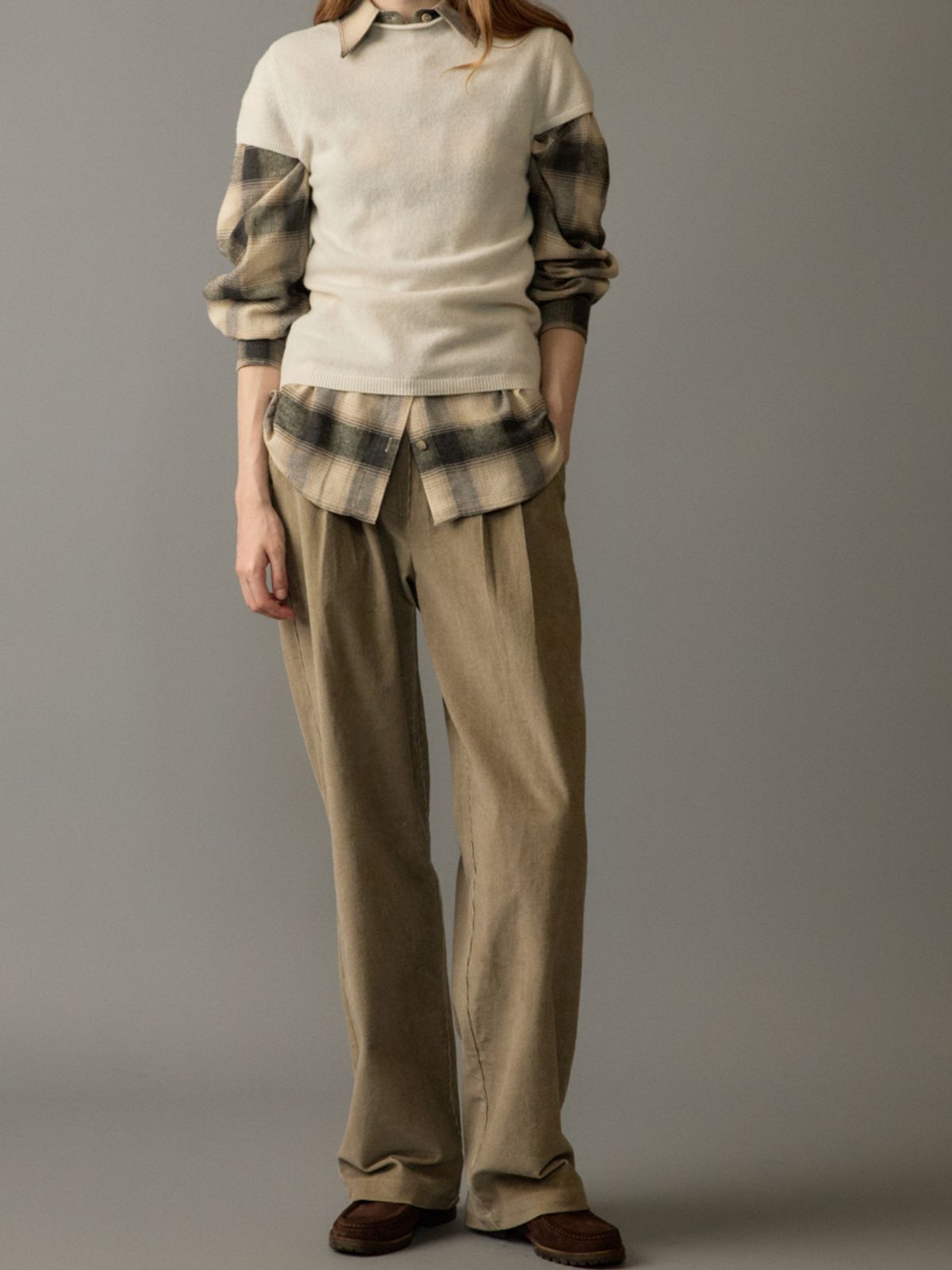 노우드(NOEUD) Paper corduroy pants (Beige)