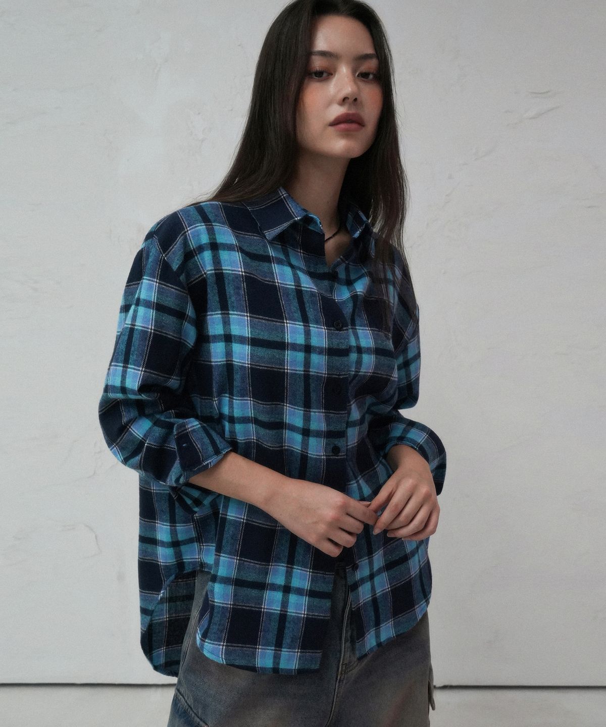 비바셔스(VIVACIOUS) Pop Over Check Shirt PINK