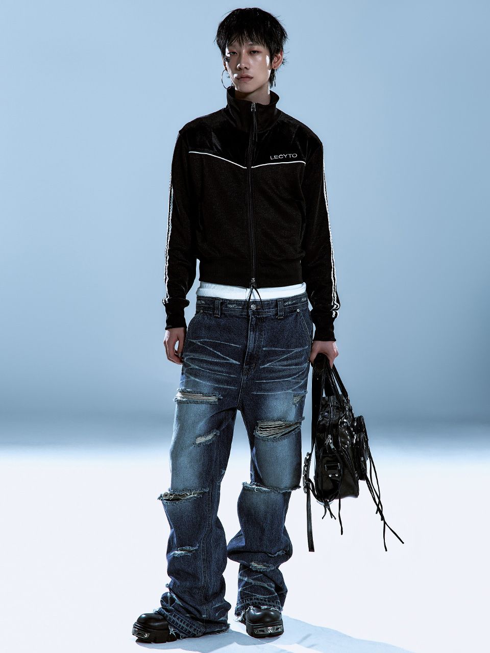 MUSINSA公式 | LECYTO Piping Line Track Zip Up Jacket_[Black]