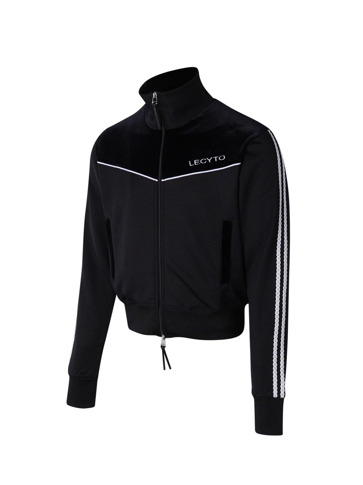레씨토(LECYTO) Piping Line Track Zip Up Jacket_[Black]