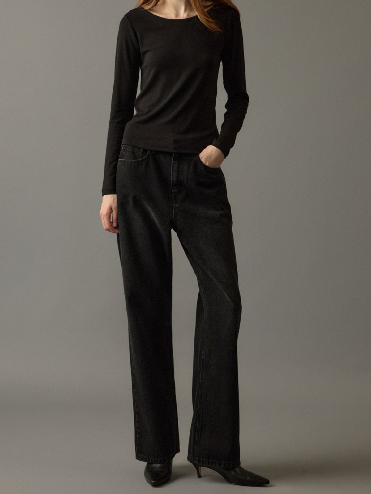 노우드(NOEUD) Black loose denim