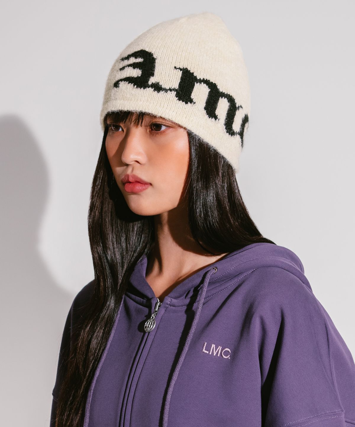 엘엠씨(LMC) GOTHIC NAME KNIT BEANIE cream
