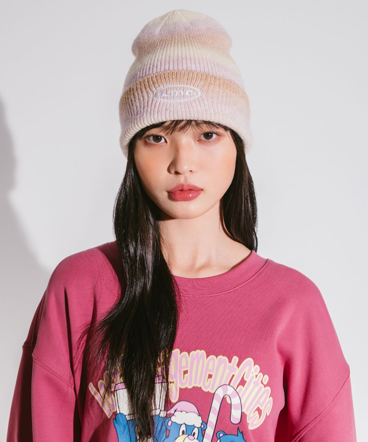 엘엠씨(LMC) OVAL OMBRE BRUSHED KNIT BEANIE beige