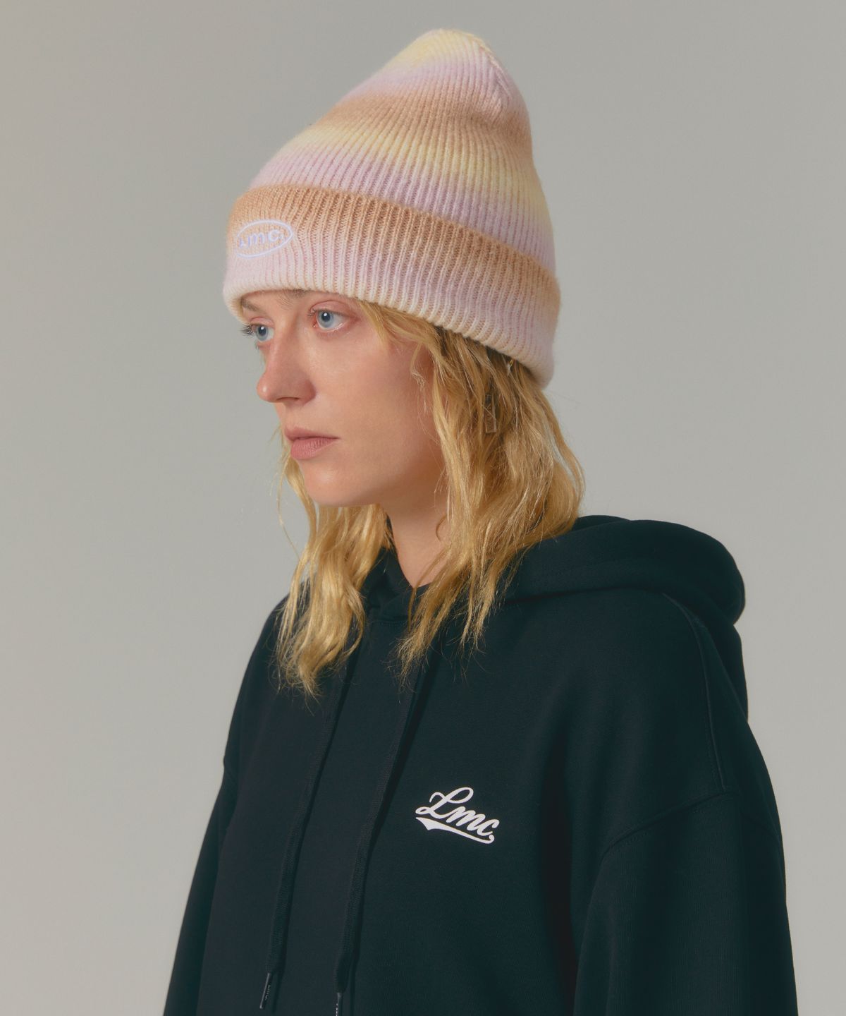 엘엠씨(LMC) OVAL OMBRE BRUSHED KNIT BEANIE brown