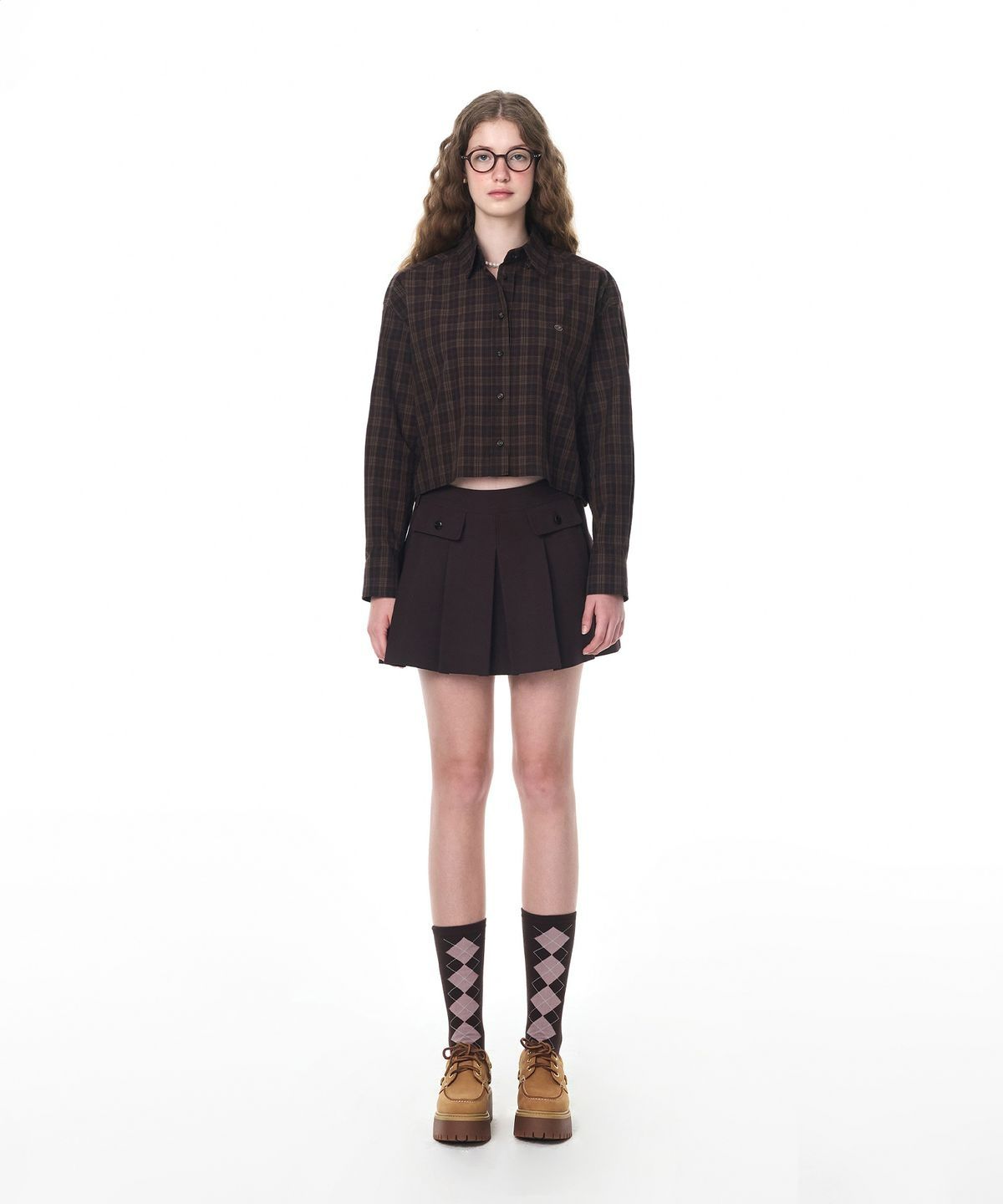 그로브(GROVE) CHECK BILYN SHIRT_BROWN