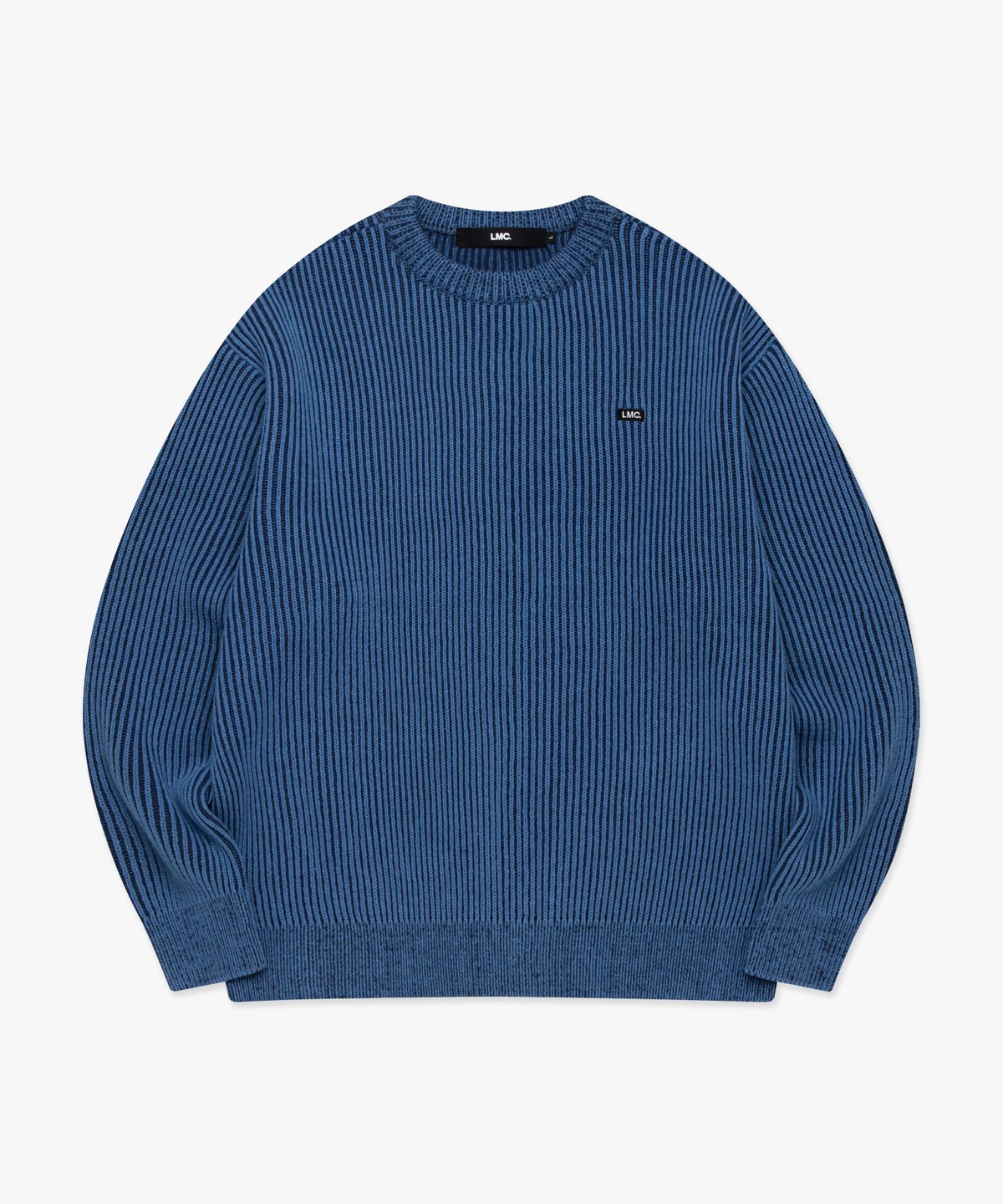 엘엠씨(LMC) MICRO BOX TWO TONE KNIT SWEATER blue