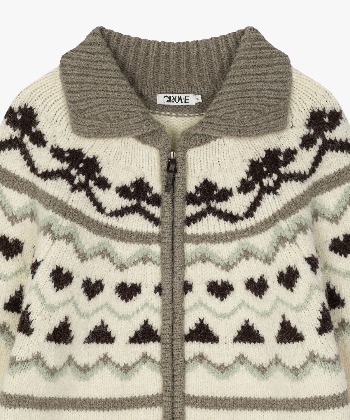 그로브(GROVE) NORDIC KNIT ZIPUP_IVORY