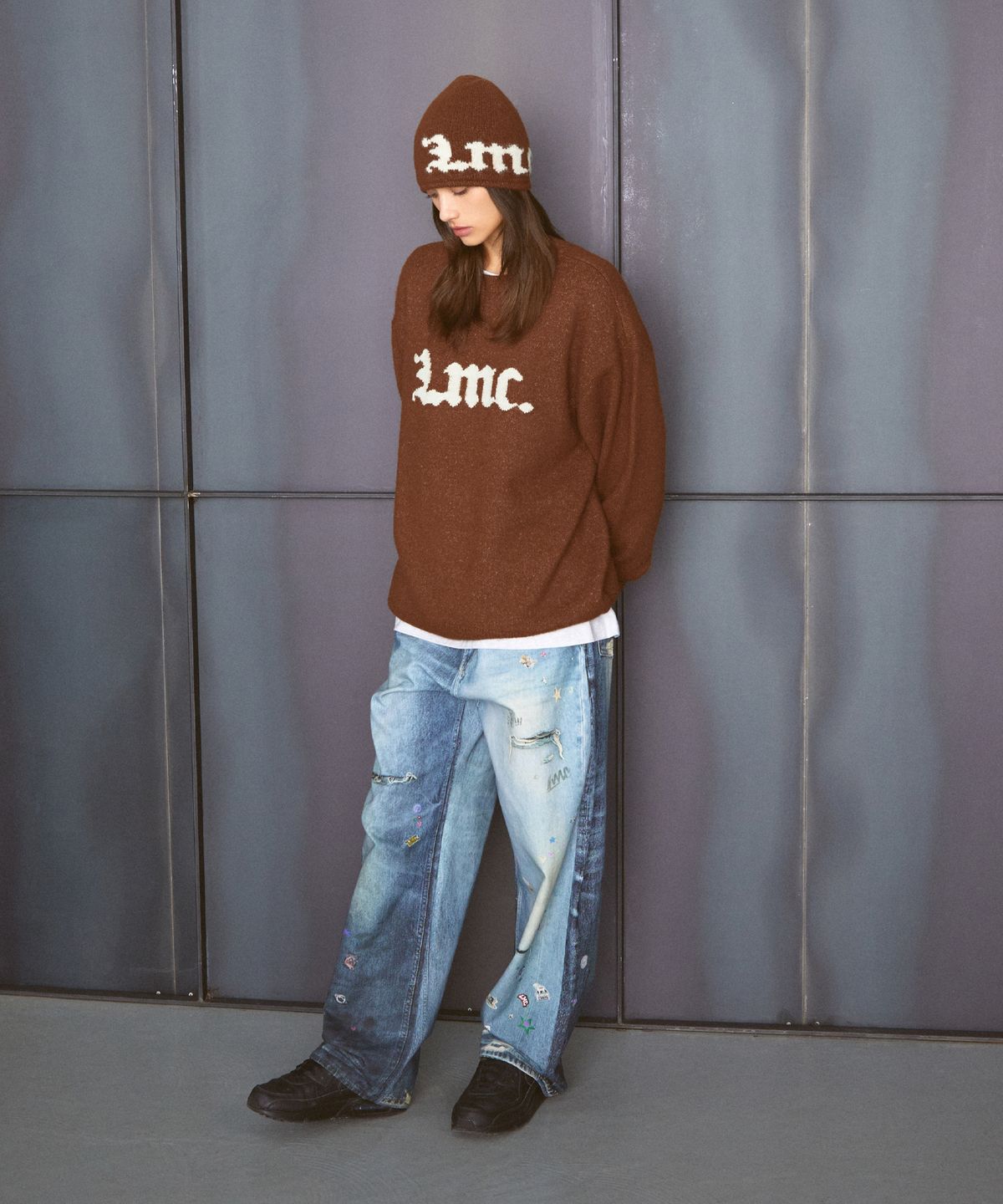 엘엠씨(LMC) GOTHIC NAME KNIT SWEATER cream