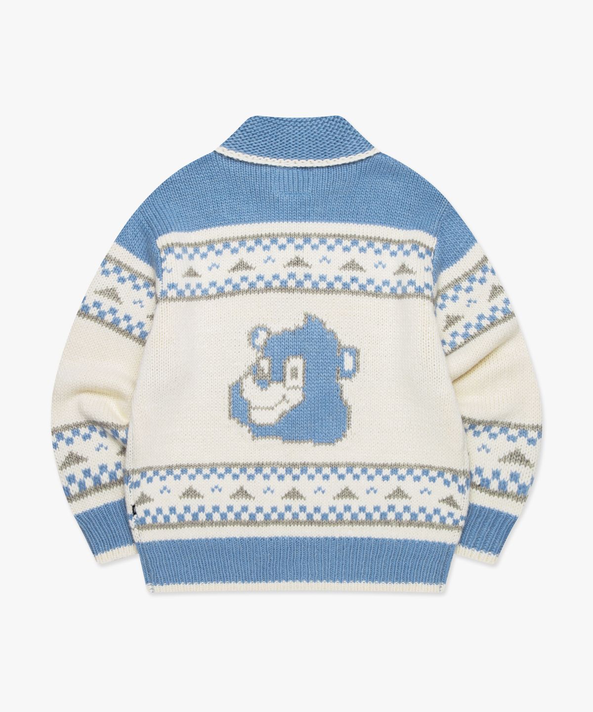 엘엠씨(LMC) BEAR ZIP-UP COWICHAN KNIT SWEATER ash blue