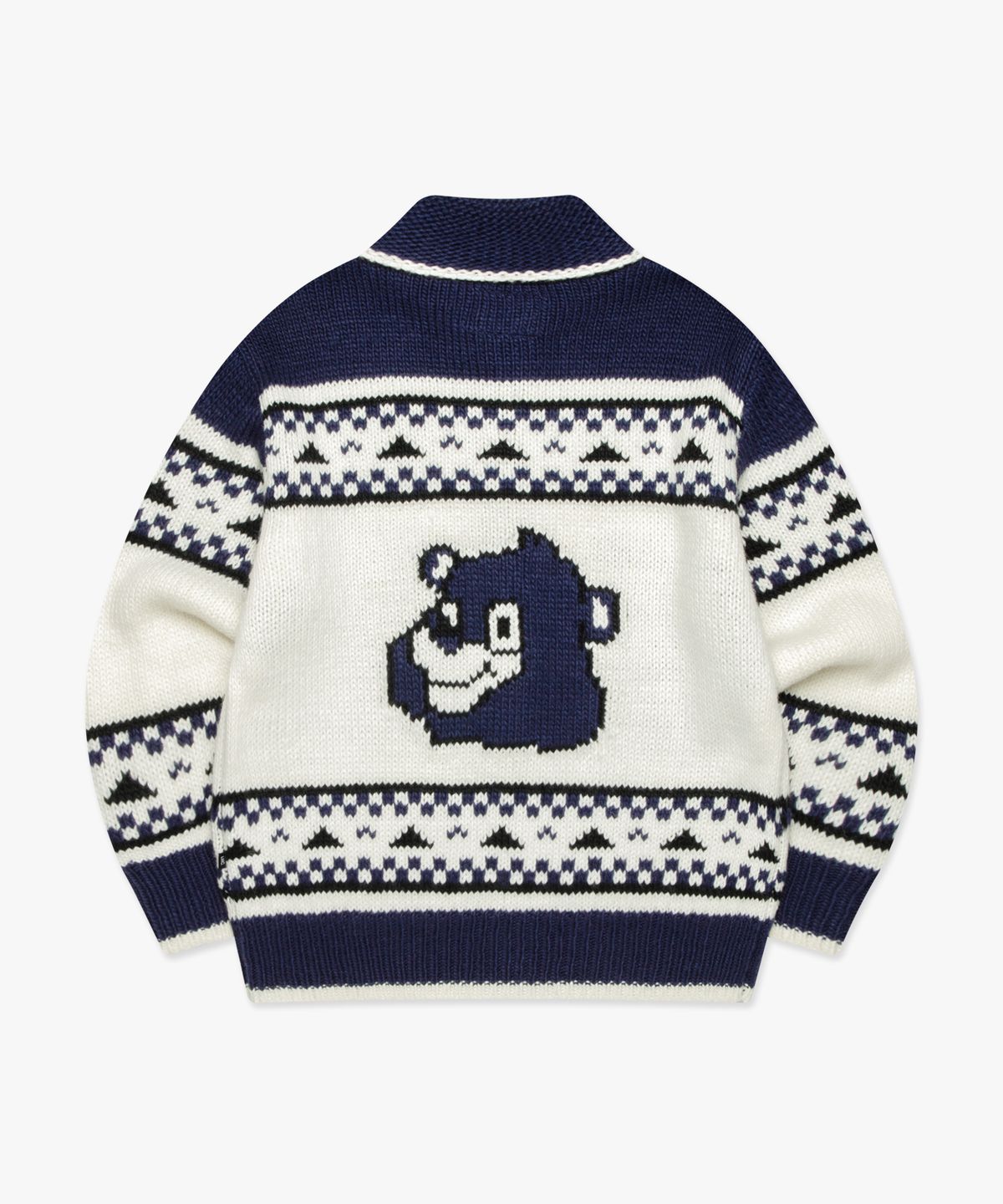 엘엠씨(LMC) BEAR ZIP-UP COWICHAN KNIT SWEATER navy