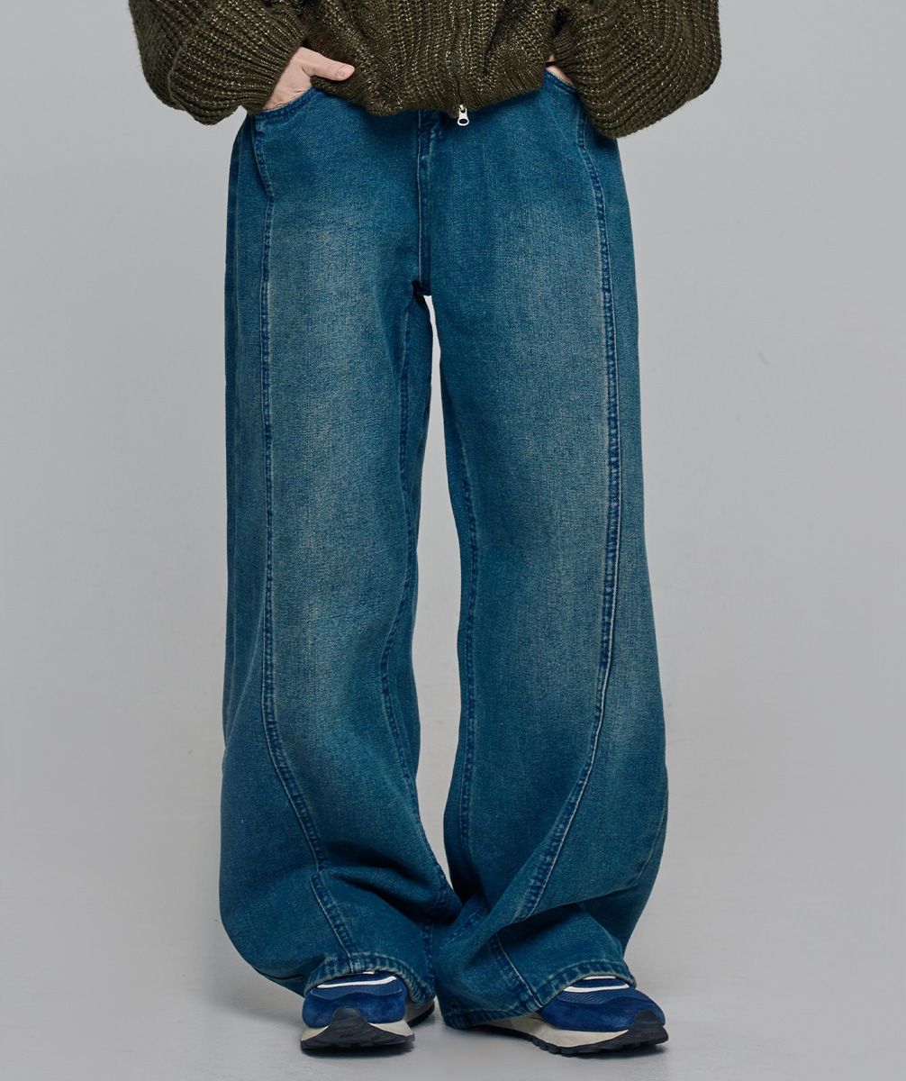 MUSINSA | CHICKS Luca Cut Wide Denim Pants Medium Denim