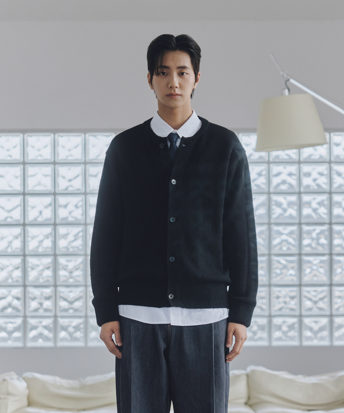 넌블랭크(NONBLANK) 퓨어 울 가디건 니트_BLACK