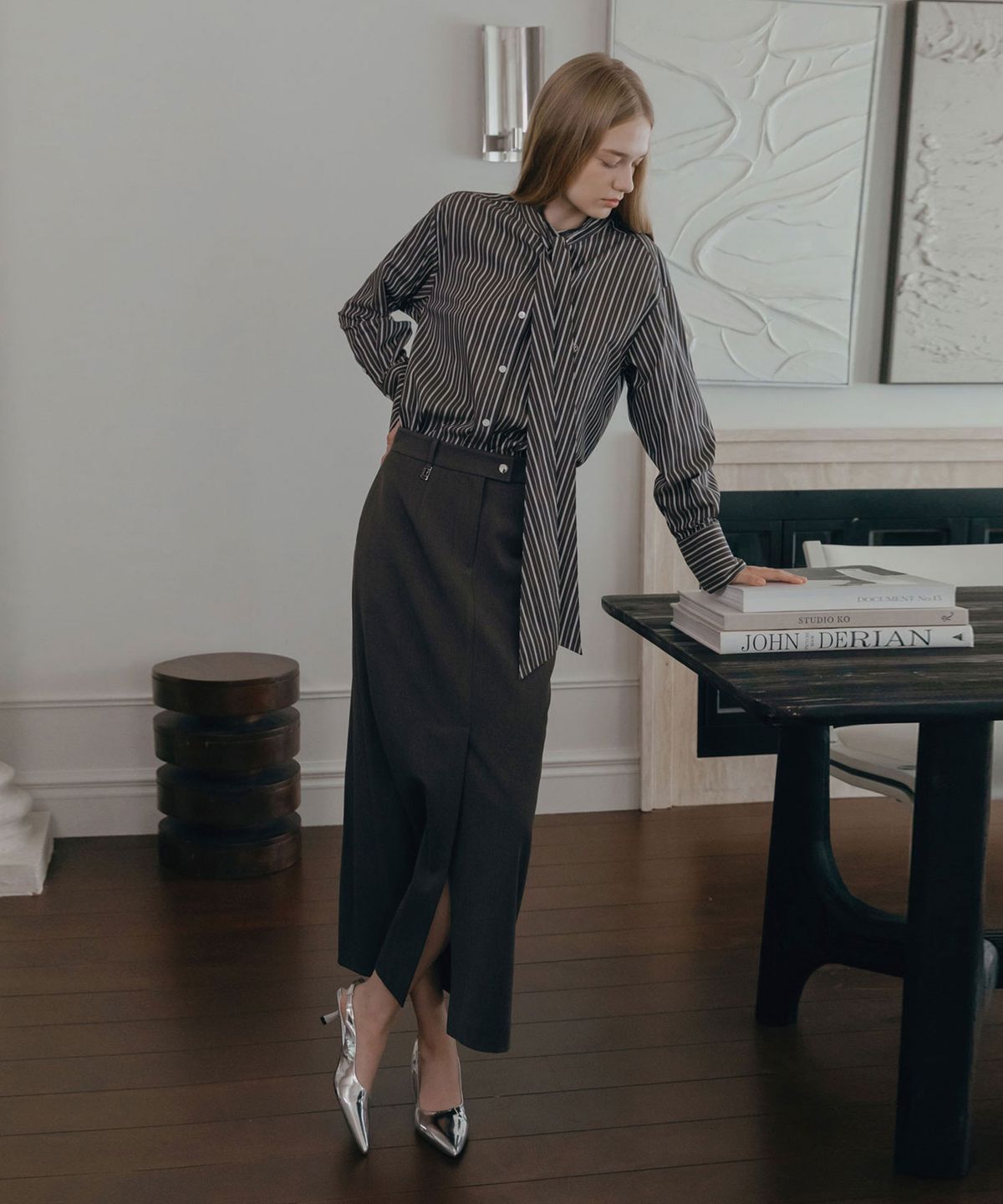 일로제(ILROZE) 럭스 롱 스커트 (그레이)