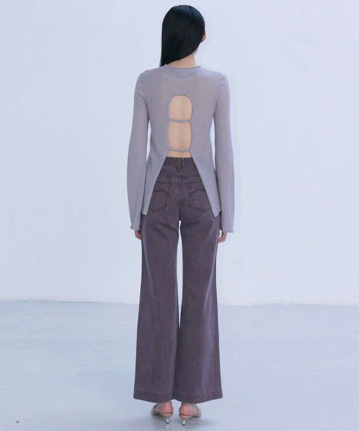 엔오르(EN OR) SEMI WIDE HIGH-RISE DENIM PANTS -  MAGENTA