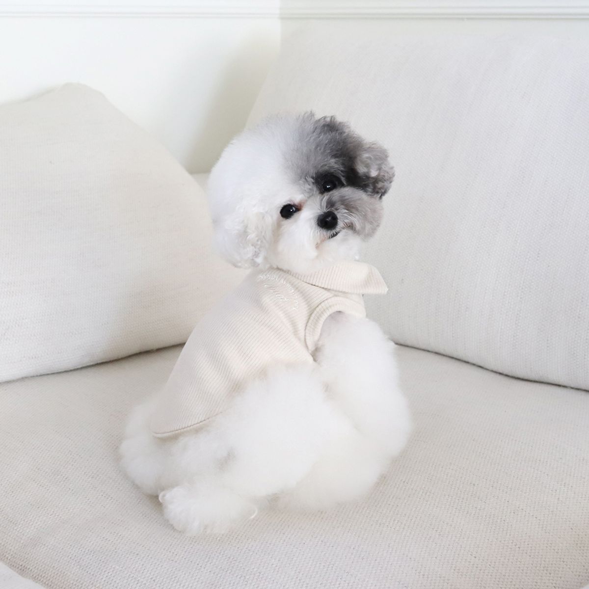 쉬오트(CHIOT) 소프트 슬리브리스 하프집업 (소프트크림)