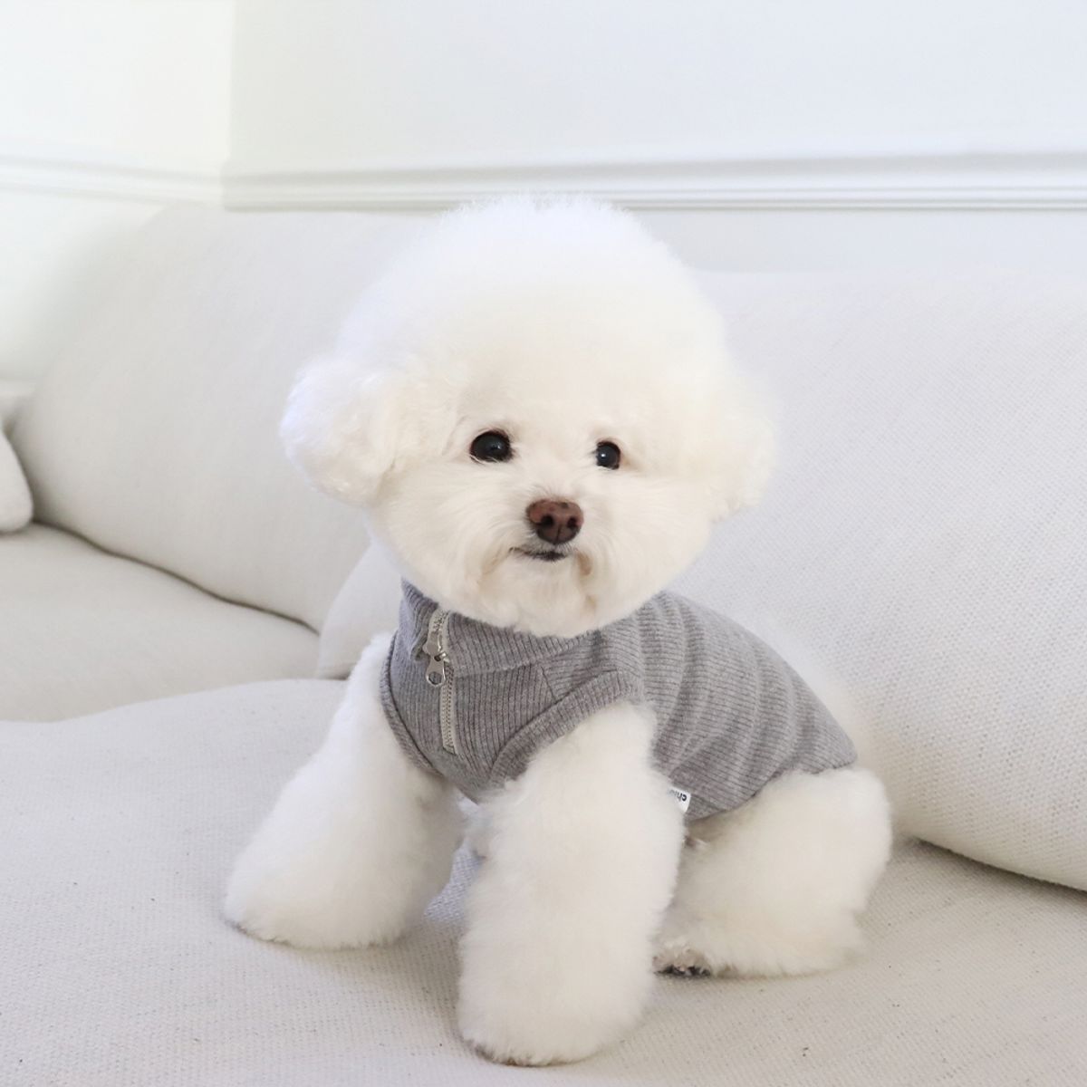 쉬오트(CHIOT) 소프트 슬리브리스 하프집업 (소프트그레이)