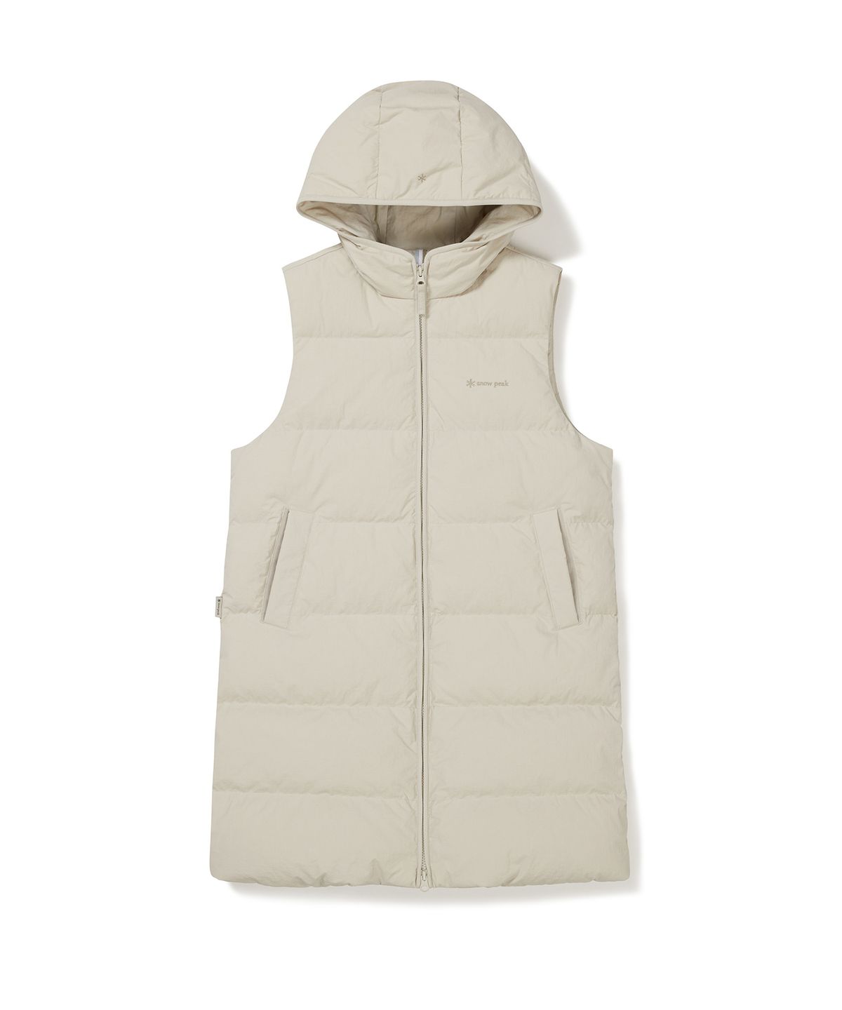 스노우피크 어패럴(SNOWPEAK APPAREL) 여성 후드 중기장 경량 다운 베스트 (S24WWGDV65) Light Beige