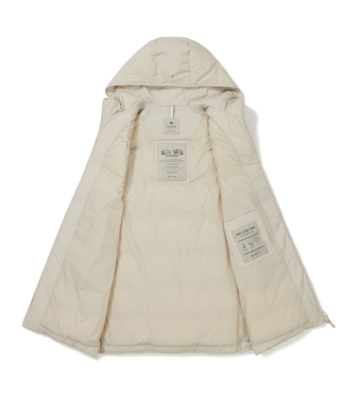 스노우피크 어패럴(SNOWPEAK APPAREL) 여성 후드 중기장 경량 다운 베스트 (S24WWGDV65) Light Beige