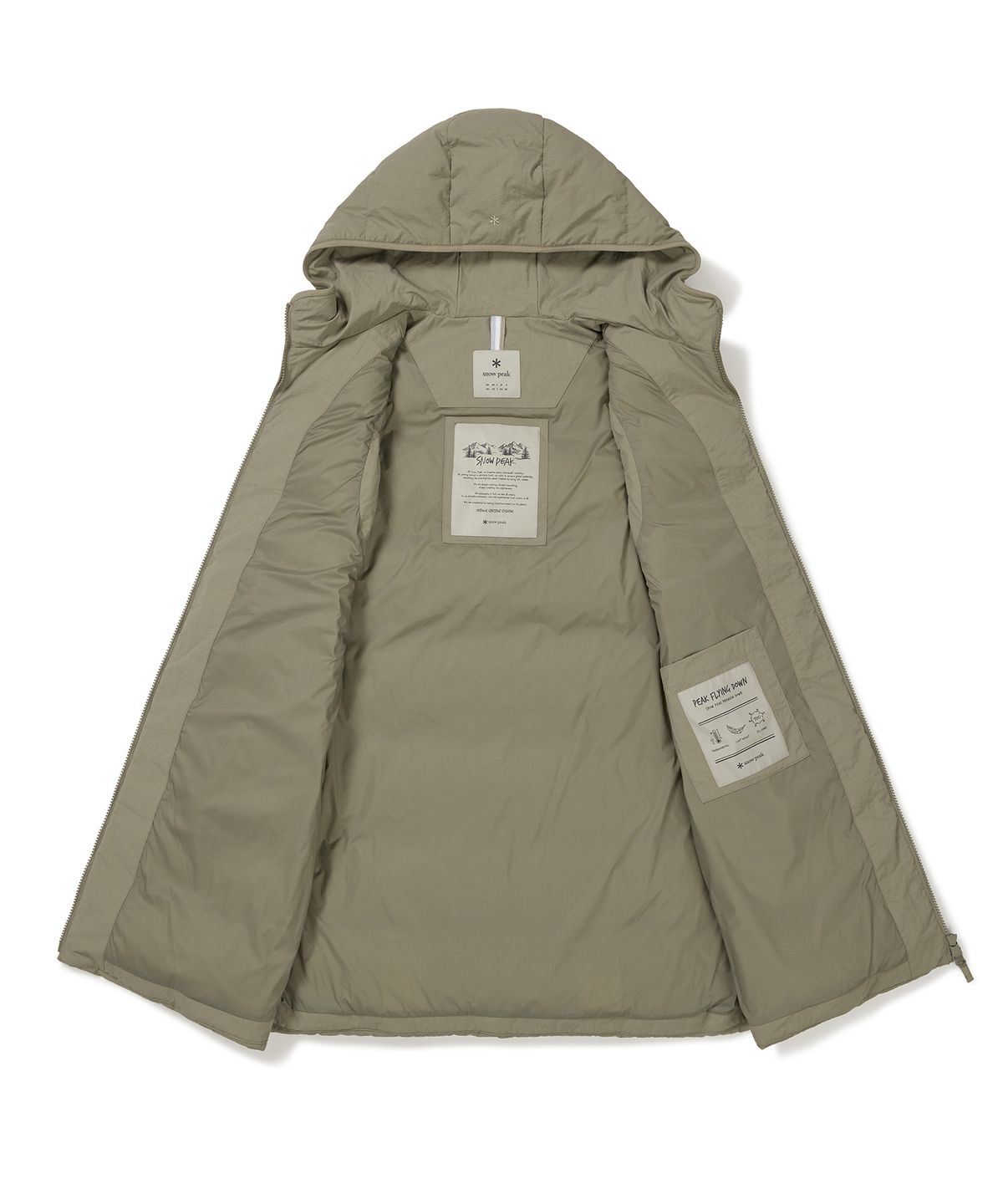스노우피크 어패럴(SNOWPEAK APPAREL) 여성 후드 중기장 경량 다운 베스트 (S24WWGDV65) Olive